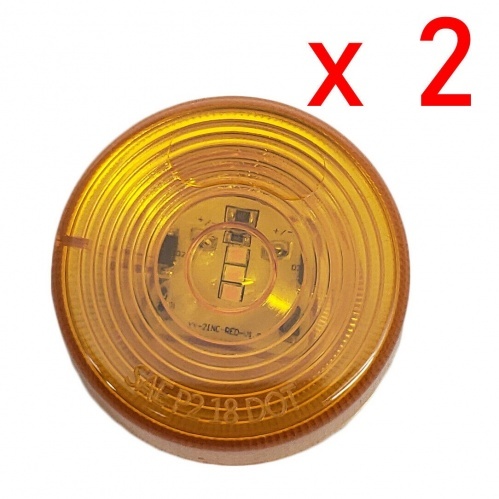 2x Amber 2 inch LED Round Truck Trailer Side Marker Clearance Light  Boat 12V